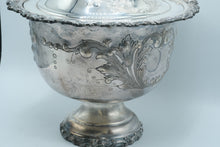 Load image into Gallery viewer, Antique Hand Chased Silver Plate Covered Punch Bowl Tureen with Ladle
