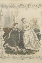 Load image into Gallery viewer, Hand-Colored Godey’s Fashion Print – H40447 (Victorian Ladies Scene #1)
