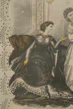 Load image into Gallery viewer, Hand-Colored Godey’s Fashion Print – H40447 (Victorian Ladies Scene #1)
