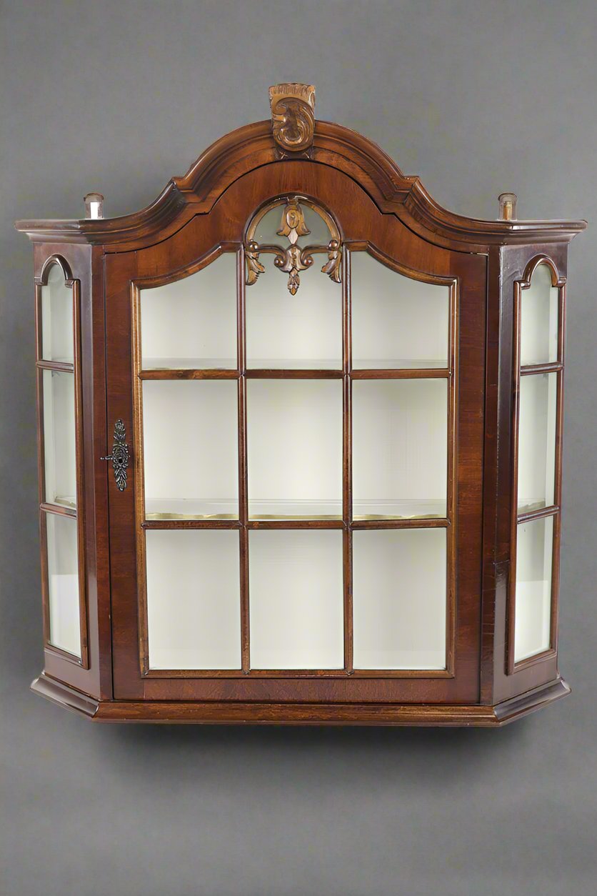 Royal Bryant Dutch Walnut Wall Hanging Display Cabinet