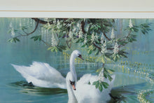 Load image into Gallery viewer, “Harmony of Spring” by Vernon Ward – Framed Swan Art Print – 28&quot; x 32&quot;
