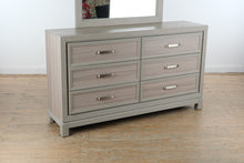 Load image into Gallery viewer, Hartney Mill Gray 6 Drawer Dresser Oak Finish
