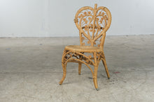 Load image into Gallery viewer, Vintage Ornate Wicker Rattan Heart Back Chair Scrollwork Boho Accent
