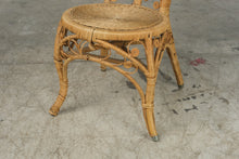 Load image into Gallery viewer, Vintage Ornate Wicker Rattan Heart Back Chair Scrollwork Boho Accent
