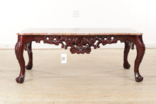 Load image into Gallery viewer, Carved Mahogany Coffee Table with Marble Top
