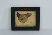 Load image into Gallery viewer, Gina Hosfeld 1983 Folk Art Hen Chick Painting Framed Country Farmhouse

