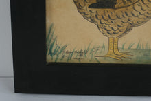 Load image into Gallery viewer, Gina Hosfeld 1983 Folk Art Hen Chick Painting Framed Country Farmhouse
