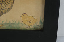 Load image into Gallery viewer, Gina Hosfeld 1983 Folk Art Hen Chick Painting Framed Country Farmhouse
