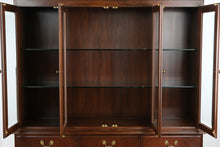 Load image into Gallery viewer, Henkel Harris Wild Black Cherry Breakfront China Cabinet Dated 1994
