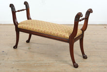 Load image into Gallery viewer, Henredon Carved Wood Bench with Lion Head Arms 54 Inch
