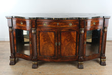 Load image into Gallery viewer, Henredon Natchez Collection Mahogany Sideboard with Black Marble Top and Lighted Curio Cabinets
