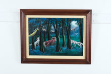 Load image into Gallery viewer, Henry C. Arias Magical Creatures in the Moonlit Forest – Original 2012 Oil Painting
