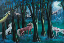 Load image into Gallery viewer, Henry C. Arias Magical Creatures in the Moonlit Forest – Original 2012 Oil Painting
