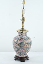 Load image into Gallery viewer, Heyward House Hand Painted Lamp – 29” Tall, Pastel Fan Design with White Shade

