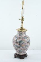 Load image into Gallery viewer, Heyward House Hand Painted Lamp – 29” Tall, Pastel Fan Design with White Shade
