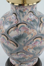 Load image into Gallery viewer, Heyward House Hand Painted Lamp – 29” Tall, Pastel Fan Design with White Shade
