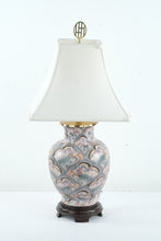 Load image into Gallery viewer, Heyward House Hand Painted Lamp – 29” Tall, Pastel Fan Design with White Shade

