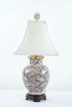 Load image into Gallery viewer, Heyward House Hand Painted Lamp – 29” Tall, Pastel Fan Design with White Shade
