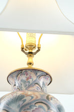 Load image into Gallery viewer, Heyward House Hand Painted Lamp – 29” Tall, Pastel Fan Design with White Shade
