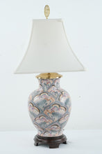 Load image into Gallery viewer, Heyward House Hand Painted Lamp – 29” Tall, Pastel Fan Design with White Shade
