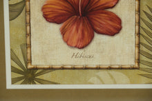 Load image into Gallery viewer, Set of 2 Tropical Flower Prints – “Hibiscus” &amp; “Lotus des Indes” – Framed Wall Art, 18” Square Each
