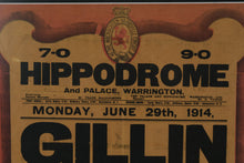 Load image into Gallery viewer, Vintage Hippodrome Palace Warrington 1914 Vaudeville Poster Framed Print 25x35
