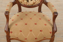 Load image into Gallery viewer, French Louis XV Style Upholstered Accent Chairs Pair Floral Back Tufted Seats
