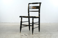 Load image into Gallery viewer, Vintage Authentic Hitchcock by Lacks Black Gold Stenciled Rush Seat Side Chair

