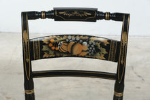 Load image into Gallery viewer, Vintage Authentic Hitchcock by Lacks Black Gold Stenciled Rush Seat Side Chair
