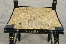 Load image into Gallery viewer, Vintage Authentic Hitchcock by Lacks Black Gold Stenciled Rush Seat Side Chair
