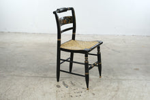 Load image into Gallery viewer, Vintage Authentic Hitchcock by Lacks Black Gold Stenciled Rush Seat Side Chair
