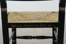 Load image into Gallery viewer, Vintage Authentic Hitchcock by Lacks Black Gold Stenciled Rush Seat Side Chair
