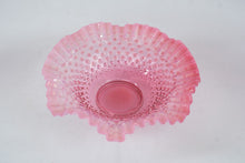 Load image into Gallery viewer, Fenton Pink Opalescent Hobnail Ruffled Bowl 10 5 Inch Art Glass
