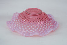 Load image into Gallery viewer, Fenton Pink Opalescent Hobnail Ruffled Bowl 10 5 Inch Art Glass
