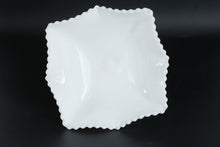 Load image into Gallery viewer, Milk Glass Square Pedestal Compote with Diamond Texture and Ruffled Rim
