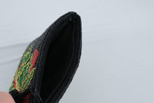 Load image into Gallery viewer, Black Beaded Christmas Clutch Holly Berries Bow Evening Bag 7 by 4
