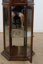 Load image into Gallery viewer, Home Meridian Mahogany Finish Lighted Corner Curio Cabinet with Glass Shelves

