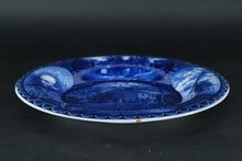 Load image into Gallery viewer, Rowland &amp; Marsellus 10" Commemorative Plate – “Home Sweet Home” East Hampton NY Landmarks – Deep Cobalt Blue Staffordshire Souvenir
