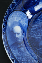 Load image into Gallery viewer, Rowland &amp; Marsellus 10" Commemorative Plate – “Home Sweet Home” East Hampton NY Landmarks – Deep Cobalt Blue Staffordshire Souvenir

