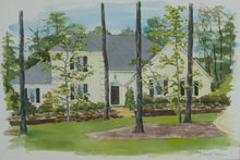 Load image into Gallery viewer, Original Signed Watercolor House and Garden Landscape Framed 28 x 22

