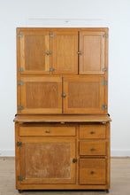 Load image into Gallery viewer, Antique Oak Hoosier Cabinet with Flour Bin, Pull-Out Work Surface &amp; Original Details
