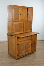 Load image into Gallery viewer, Antique Oak Hoosier Cabinet with Flour Bin, Pull-Out Work Surface &amp; Original Details

