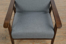 Load image into Gallery viewer, Hudson Mid-Century Modern Accent Chair with Solid Wood Arms &amp; Gray Upholstery
