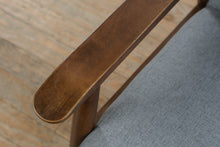 Load image into Gallery viewer, Hudson Mid-Century Modern Accent Chair with Solid Wood Arms &amp; Gray Upholstery
