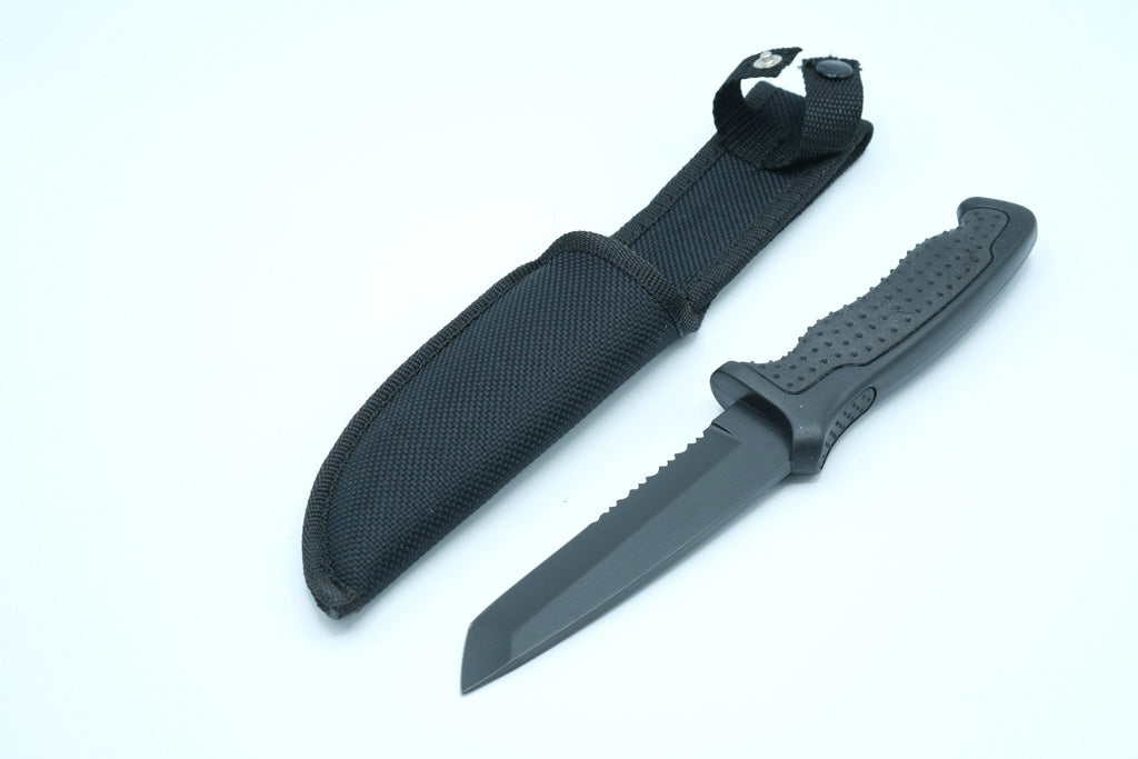 HK330B Fixed Blade Hunting Knife – 11” Tanto with 5” Serrated Blade + Sheath