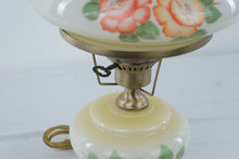 Load image into Gallery viewer, Vintage Floral Milk Glass Hurricane Lamp Rose Flowers 21 Inch
