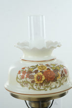 Load image into Gallery viewer, Vintage Electric Hurricane Lamp with Floral Glass Base &amp; Shade – Dual Light Feature (Upper Needs Repair)
