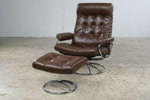 Load image into Gallery viewer, Vintage Ekornes Stressless Brown Leather Recliner and Ottoman II – Norway
