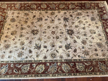 Load image into Gallery viewer, Pakistani Hand-Knotted Wool Area Rug in Ivory Field with Rust Floral Border
