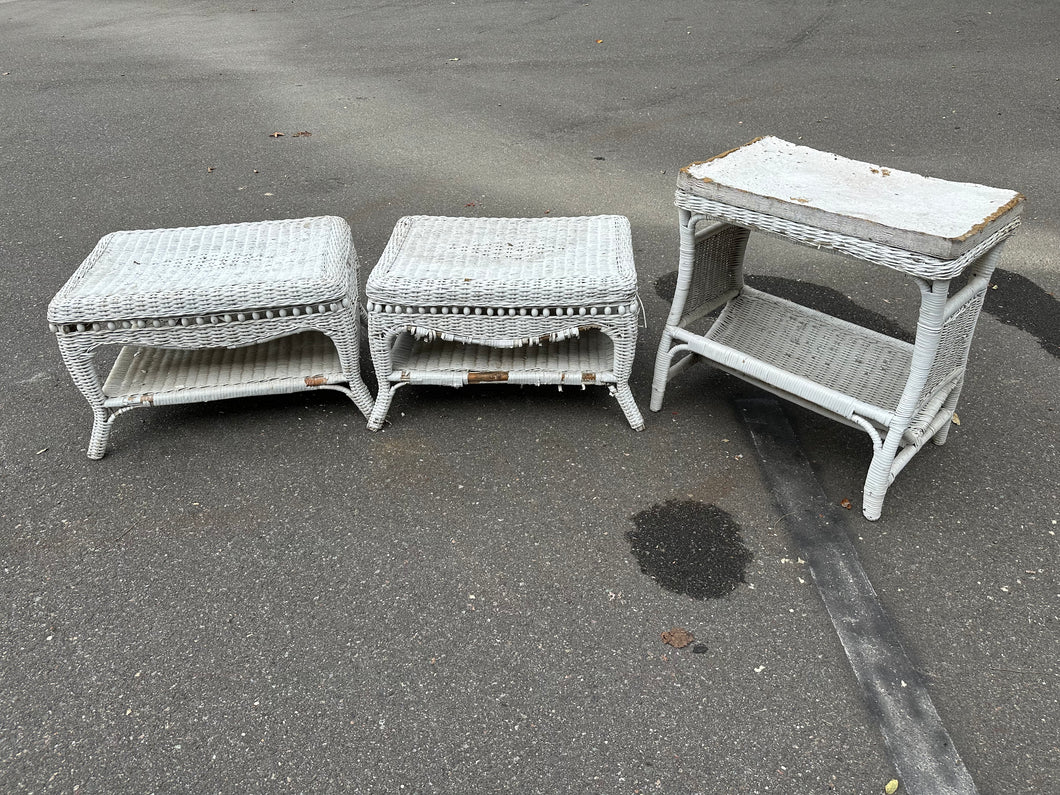 Set of 3 White Wicker Tables – Great DIY Project! – Only $7.95 for All